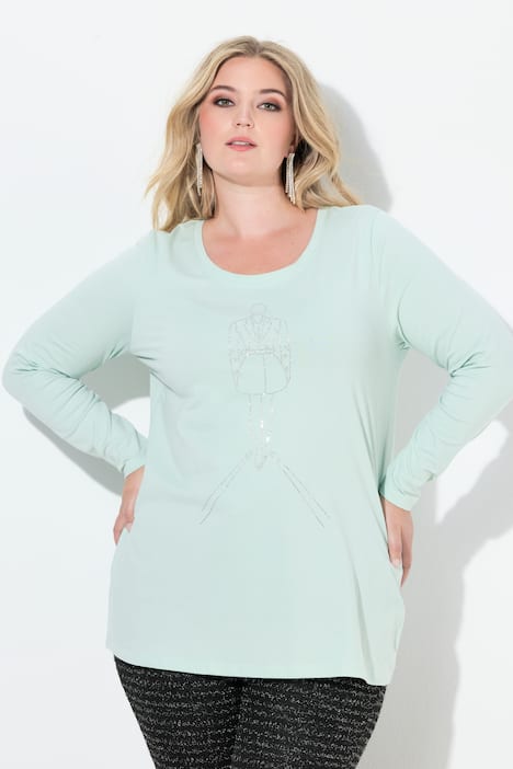 T-shirt, A-lijn, modelmotief van glittersteentjes