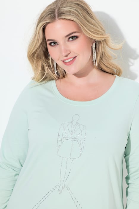 T-shirt, A-lijn, modelmotief van glittersteentjes