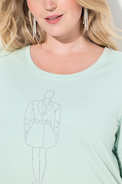 T-shirt, A-lijn, modelmotief van glittersteentjes