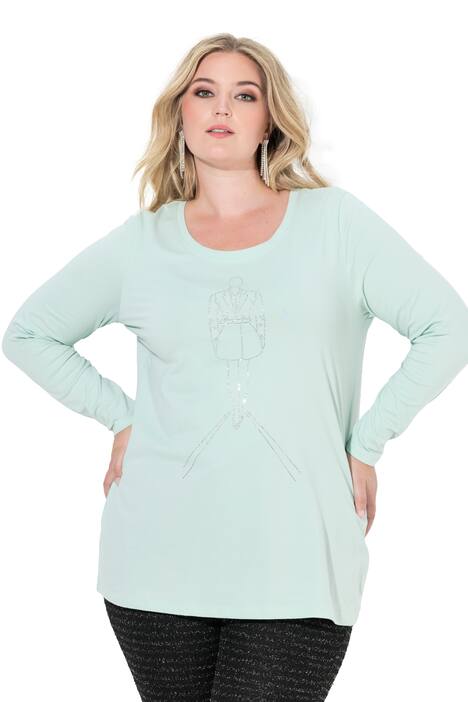 Tričko, A střih, motiv modelky z třpytivých kamínků