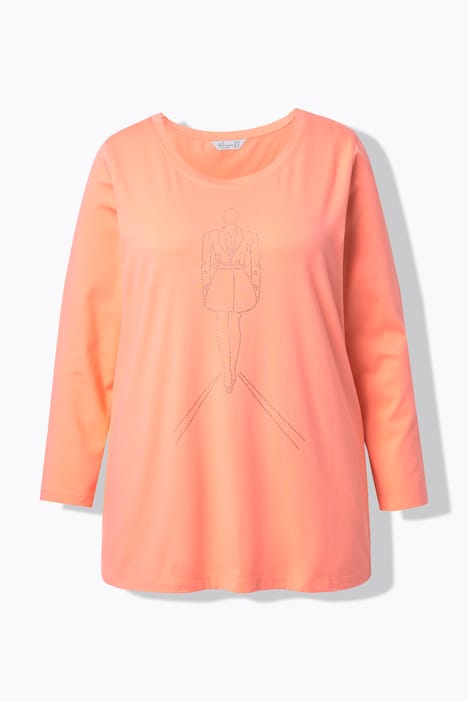 T-shirt, A-lijn, modelmotief van glittersteentjes