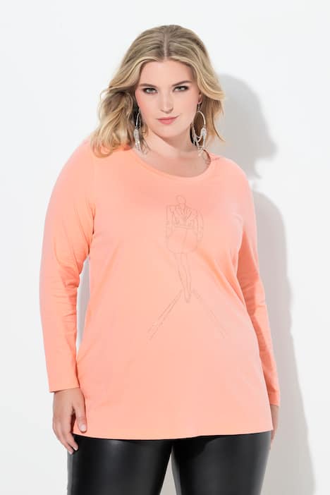 T-shirt, A-lijn, modelmotief van glittersteentjes