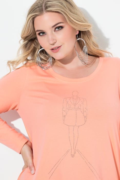 T-shirt, A-lijn, modelmotief van glittersteentjes