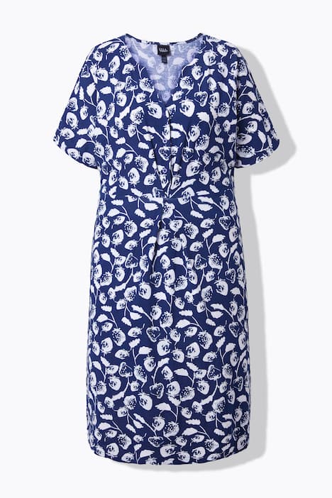 Midikleid, Erdbeeren, Tunika-Ausschnitt, Halbarm