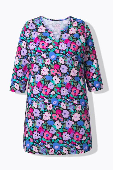 Longshirt, A-Linie, Tunika-Ausschnitt, 3/4-Arm