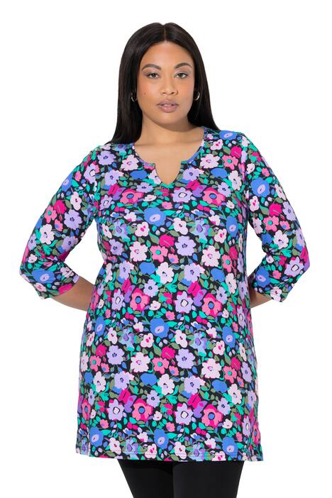 Dlouhá košile, áčkový střih, tunikový výstřih, 3/4 rukáv