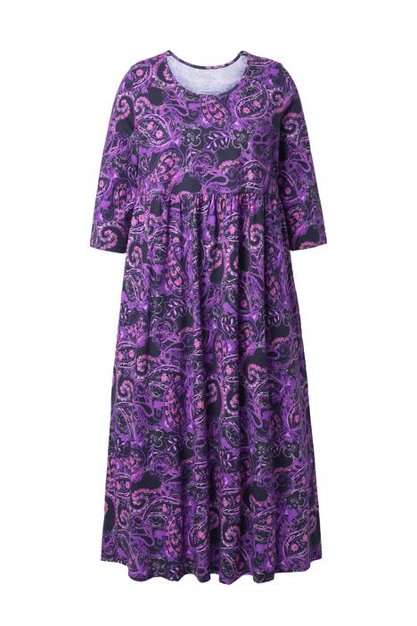 Maxi šaty, paisley motiv, áčkový střih, kulatý výstřih, 3/4 rukáv, kapsy