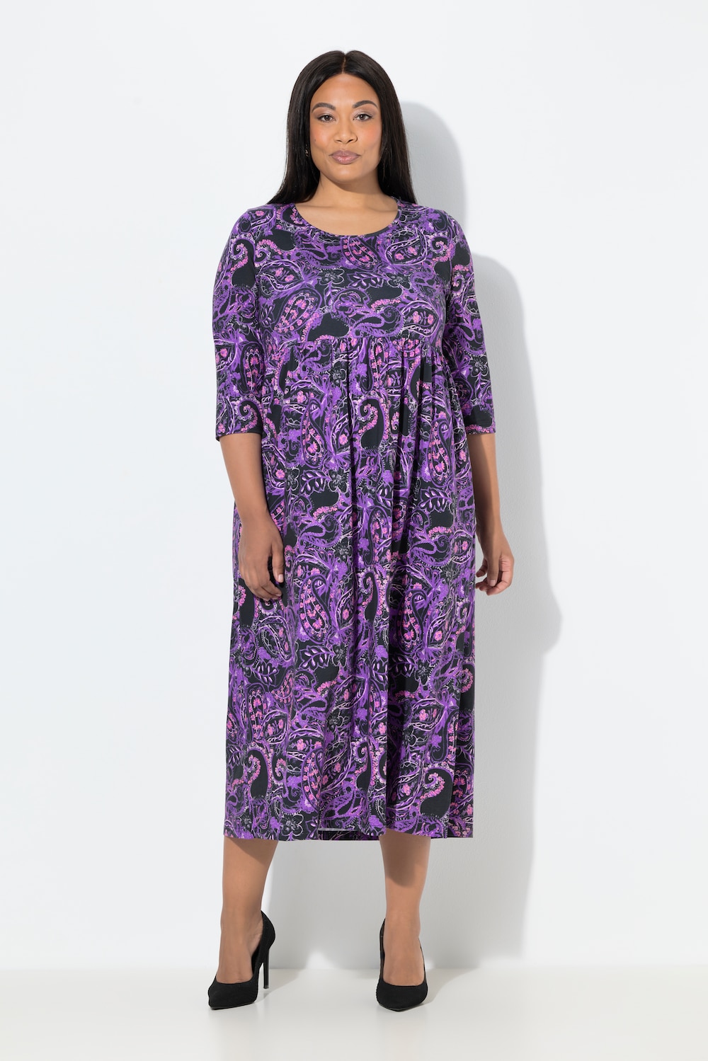 Große Größen Maxikleid, Damen, schwarz, Größe: 62/64, Baumwolle, Ulla Popken