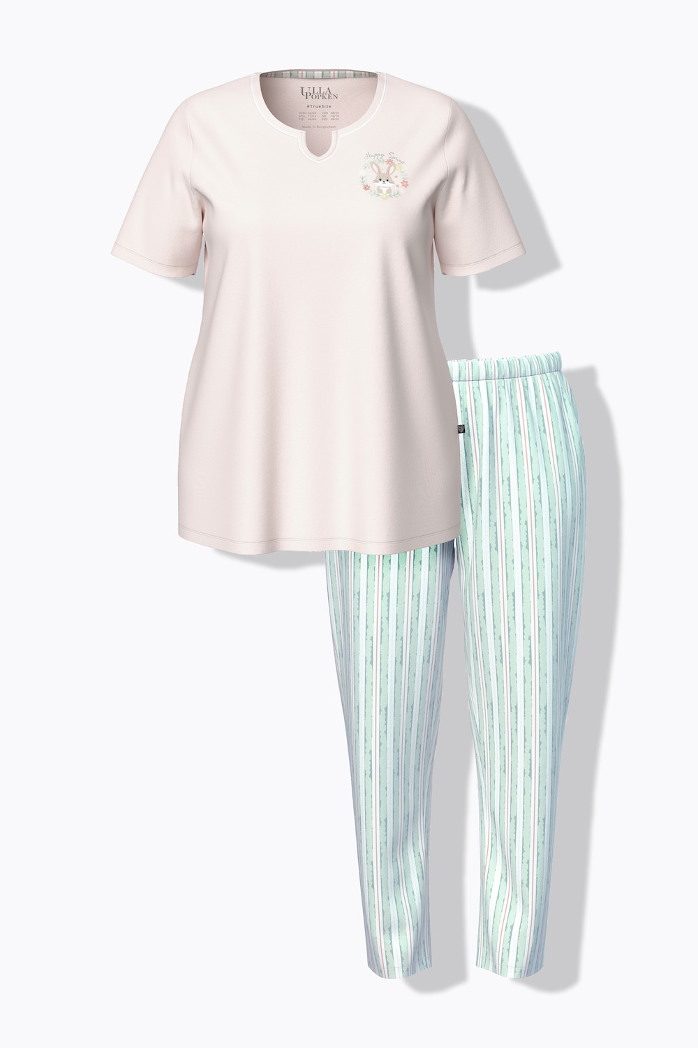 Stora storlekar Pyjamas med kaninmotiv, Dam, rosa, storlek: 42/44, Bomull, Ulla Popken