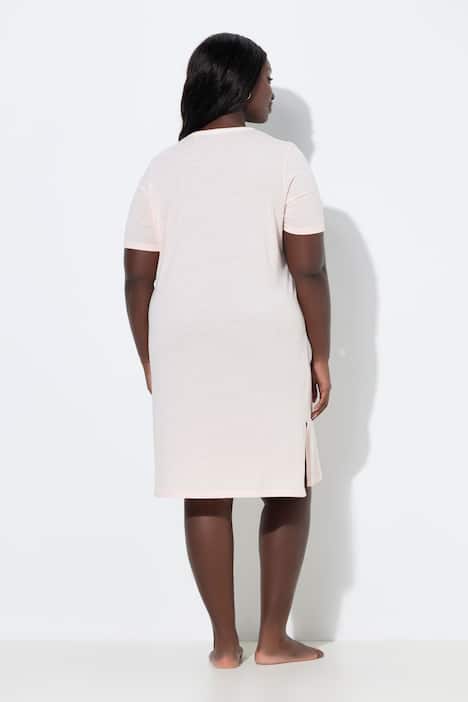 Lot de 2 grands t-shirts/chemises de nuit, rayures/lapin, col rond/tunisien et manches courtes