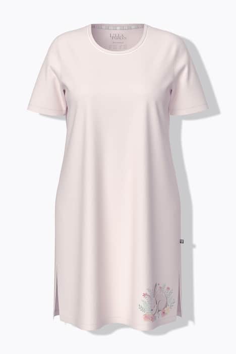 Lot de 2 grands t-shirts/chemises de nuit, rayures/lapin, col rond/tunisien et manches courtes