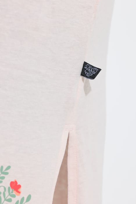 Lot de 2 grands t-shirts/chemises de nuit, rayures/lapin, col rond/tunisien et manches courtes