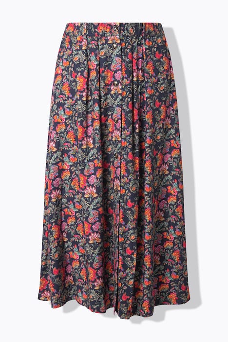 Country Floral Button Front Skirt