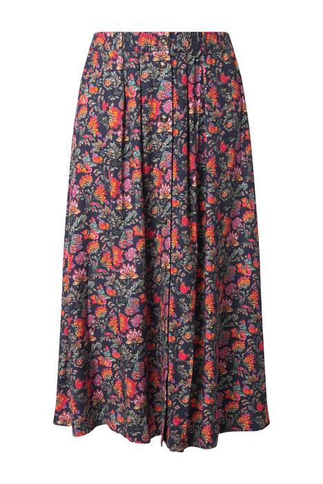 Maxi sukně, venkovský vzor, áčkový střih, záhyby v pase