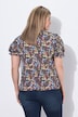 Blouse motif floral, manches courtes avec ruchés et décolleté carré