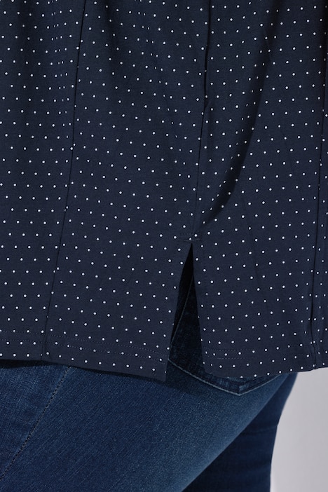 Tričko, puntíky, záhyby, V-výstřih, poloviční rukáv s křidélky