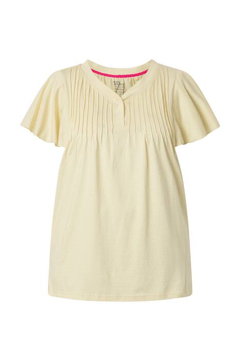 Tričko, puntíky, záhyby, V-výstřih, poloviční rukáv s křidélky