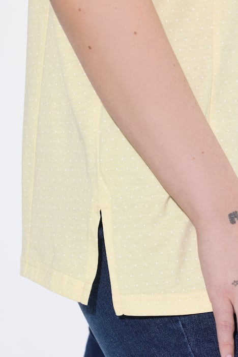 Tričko, puntíky, záhyby, V-výstřih, poloviční rukáv s křidélky