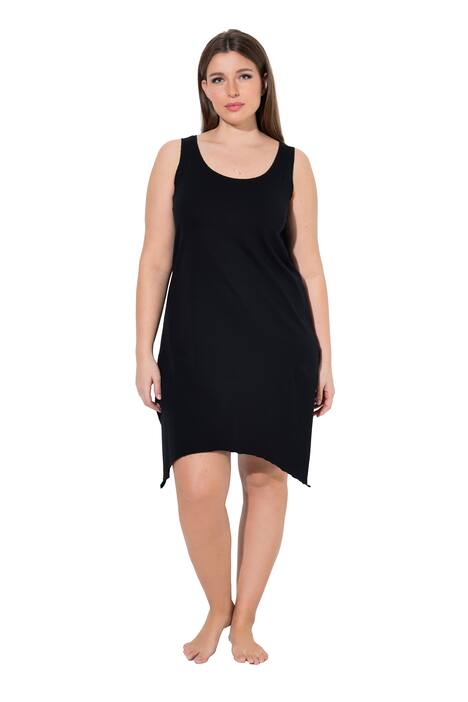 Noční košile, kulatý výstřih, cípatý spodní lem, bez rukávů