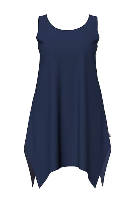 Noční košile, kulatý výstřih, cípatý spodní lem, bez rukávů