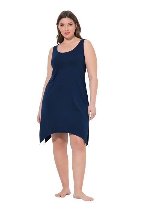 Noční košile, kulatý výstřih, cípatý spodní lem, bez rukávů