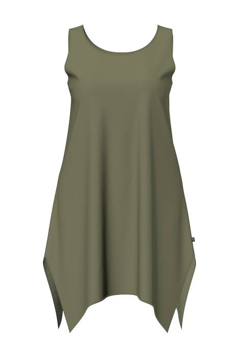 Noční košile, kulatý výstřih, cípatý spodní lem, bez rukávů