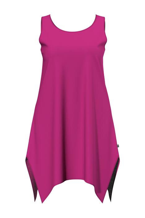 Noční košile, kulatý výstřih, cípatý spodní lem, bez rukávů