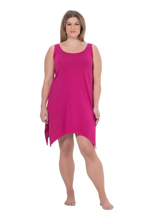 Noční košile, kulatý výstřih, cípatý spodní lem, bez rukávů