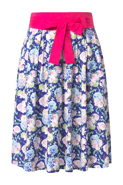 Skládaná sukně, venkovský vzor, áčkový střih, pohodlný pas