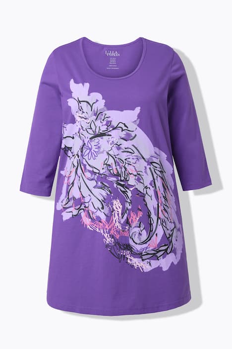 Longshirt, A-Linie, Rundhals, 3/4-Arm