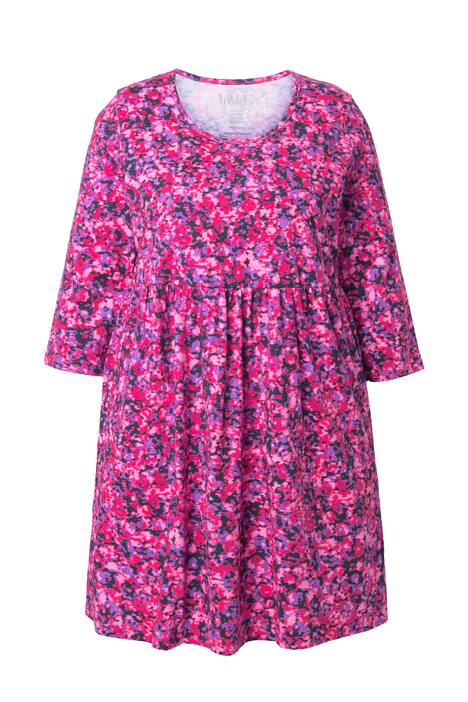 Dlouhé tričko, květinový vzor, áčkový střih, kulatý výstřih, 3/4 rukávy