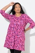 Longshirt, Blüten, A-Linie, Rundhals, 3/4-Arm