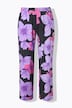 Jersey broek, bloemen, wijde pijp, elastische tailleband
