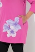 Maglia dal taglio lungo e svasato con fiori, scollo a V e maniche a 3/4