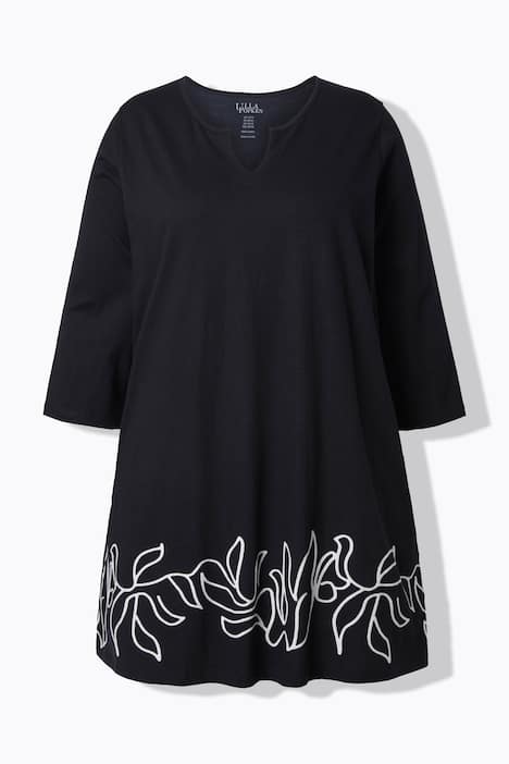 Longshirt, Motivdruck, A-Linie, Tunika-Ausschnitt, 3/4-Arm