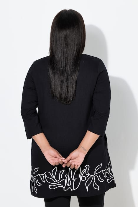 Longshirt, Motivdruck, A-Linie, Tunika-Ausschnitt, 3/4-Arm