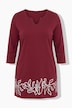 Longshirt, Motivdruck, A-Linie, Tunika-Ausschnitt, 3/4-Arm