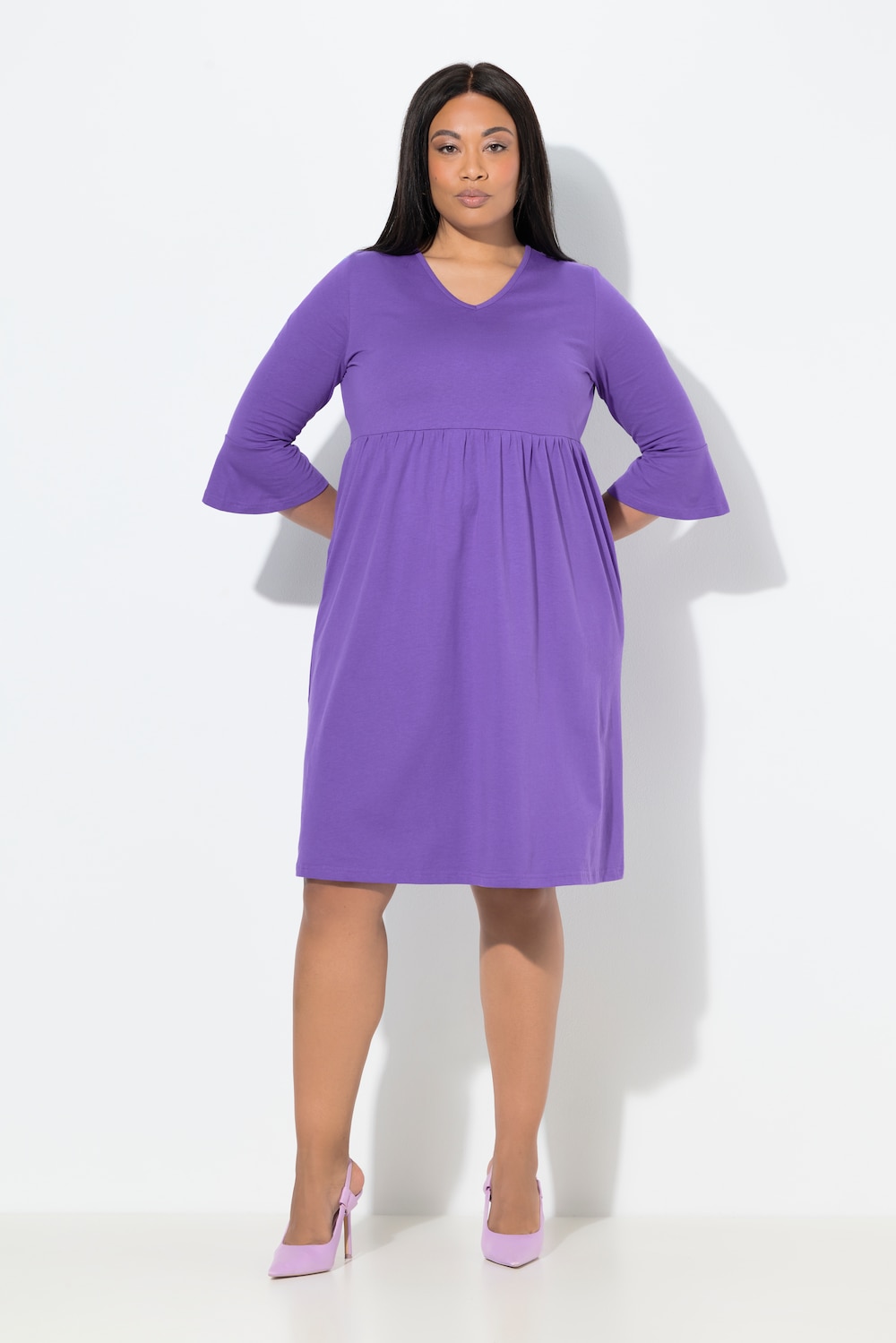 Große Größen Jerseykleid, Damen, lila, Größe: 66/68, Baumwolle, Ulla Popken