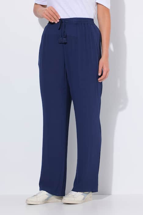 Pantaloni modello Rose in crêpe con taglio della gamba ampio e cintura elastica