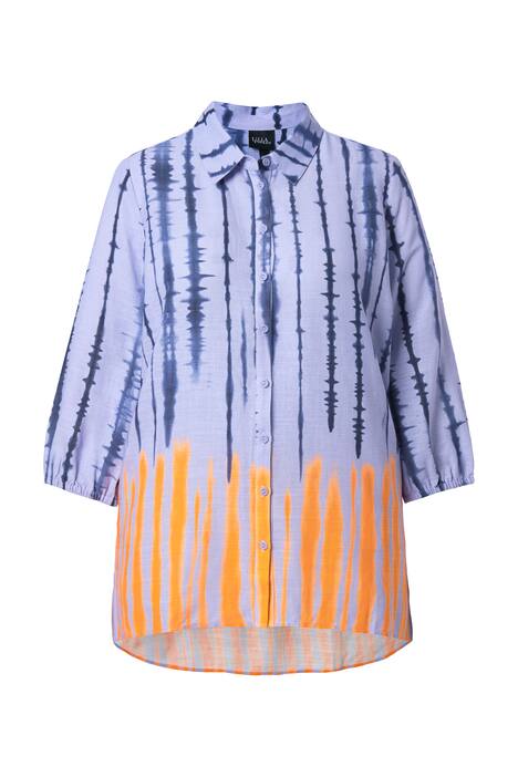 Halenka, batikovaný vzor, košilový límec, 3/4 rukávy, směs lnu