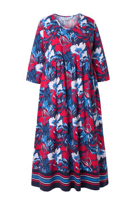 Žerzejové maxi šaty, A střih, kulatý výstřih, 3/4 rukávy, kapsy