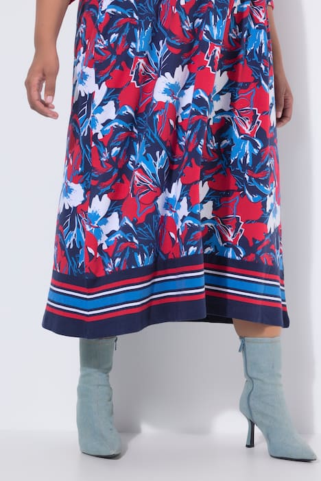 Jersey-Maxikleid, A-Linie, Rundhals, 3/4-Arm, Taschen