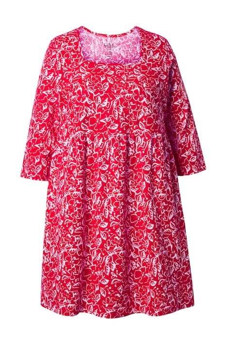 Dlouhé tričko, A střih, hranatý výstřih, 3/4 rukávy