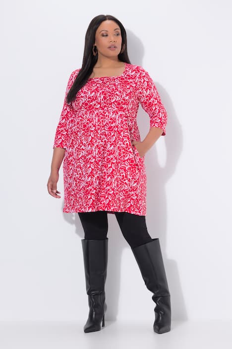 Longshirt, A-Linie, Carré-Ausschnitt, 3/4-arm