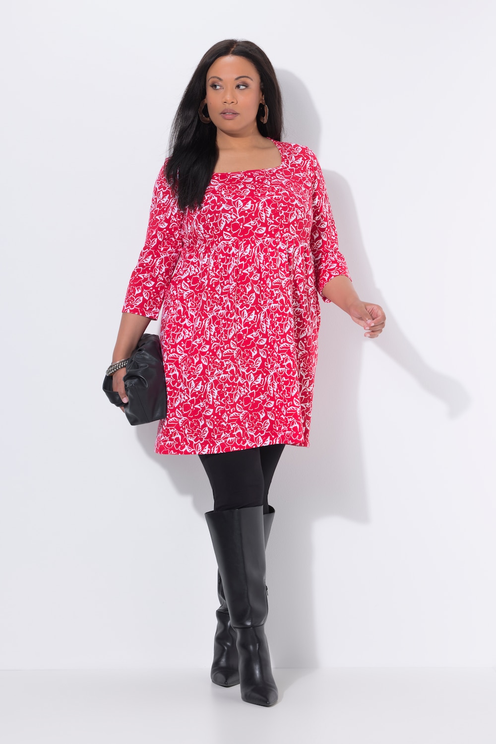 Longshirt, A-Linie, Carré-Ausschnitt, 3/4-arm