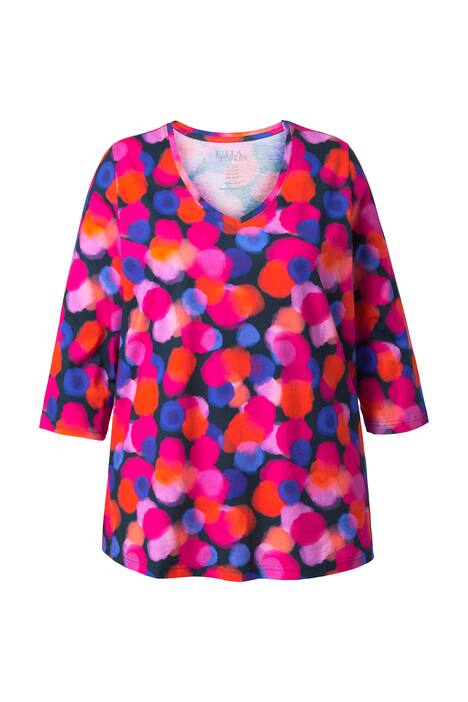 Dlouhé tričko, puntíky, A střih, výstřih do V, 3/4 rukávy