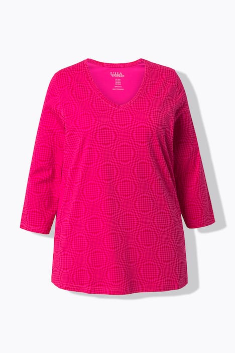 Longshirt, met patroon, A-lijn, V-hals, 3/4-mouwen