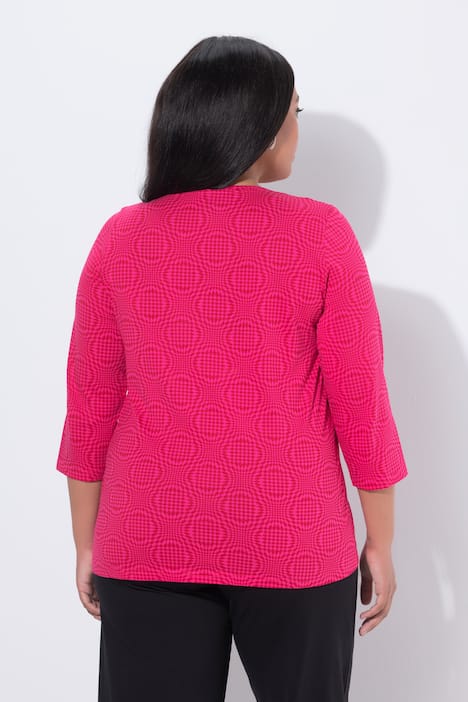 Longshirt, met patroon, A-lijn, V-hals, 3/4-mouwen