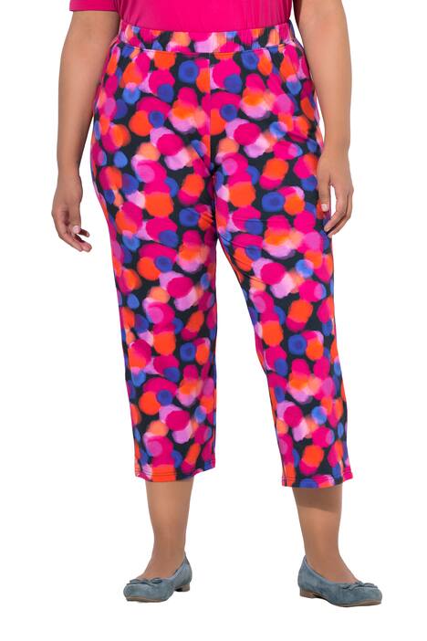 7/8 žerzejové kalhoty, puntíky, široké nohavice, elastický pas