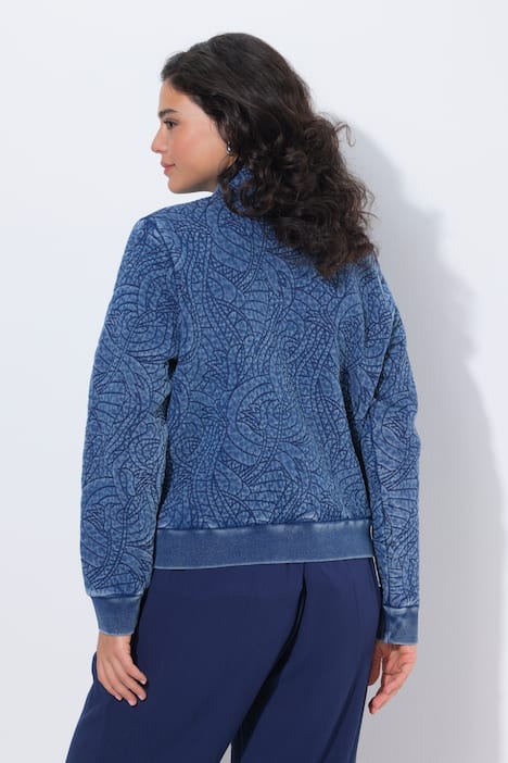 Stepp-Blouson, Indigo-Färbung, Stehkragen, Langarm